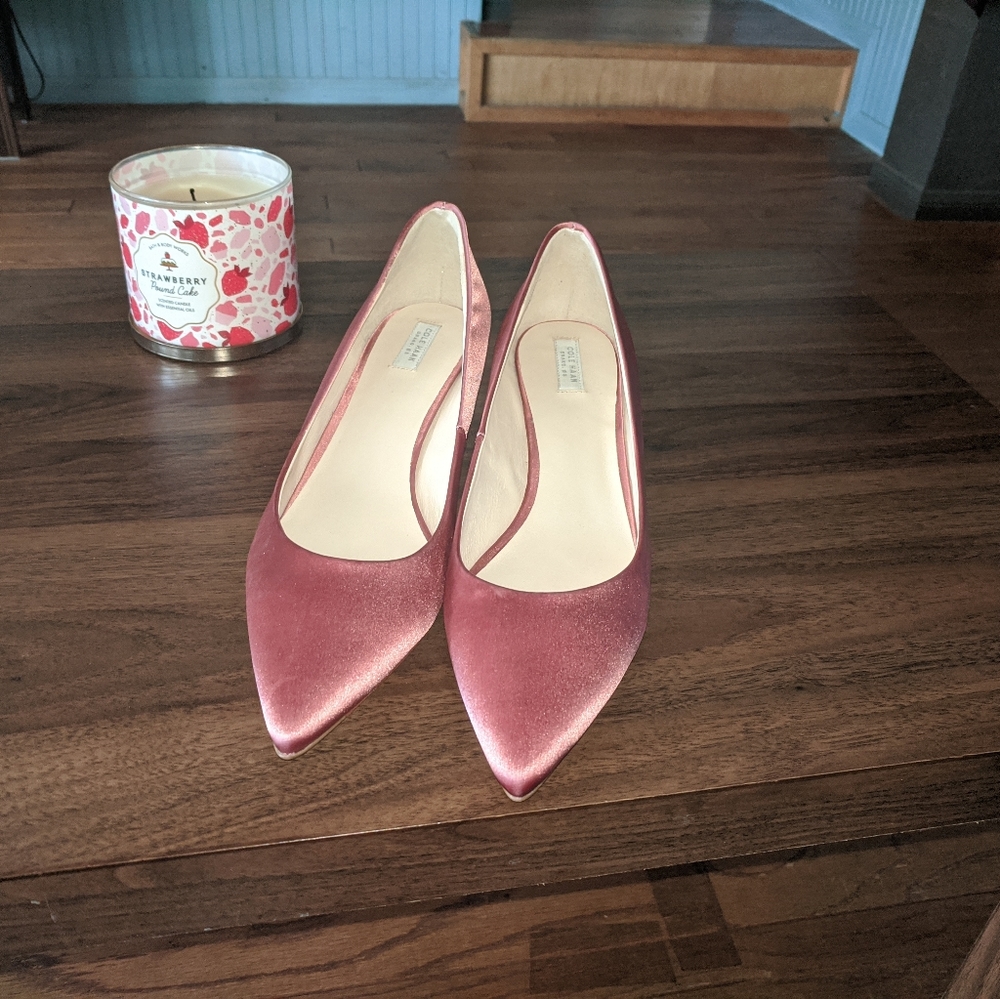 Cole Haan Pointy Toe Satin Kitten Heel